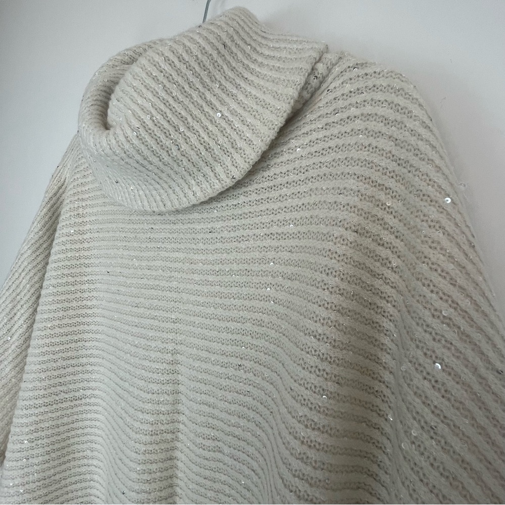 Cato Sequin Striped Cowl Neck Poncho Sweater - One Size - Picture 3 of 5